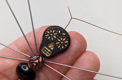 Wires are twisted together eight times at the opposite side of the skull bead.